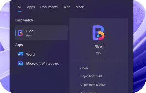 Bloc in the Windows Start menu